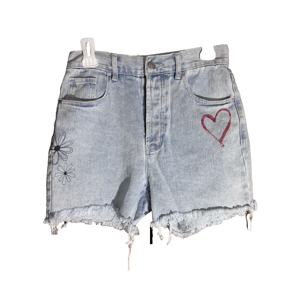 Pacsun Shorts 90S Girlfriend Button Fly Denim Shorts Cut Off size 28 with heart